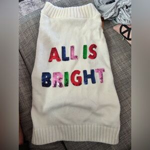 White Sweater with Colorful Sequin Letters
